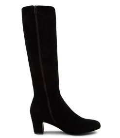 Women I LOVE BILLY Boots-Kanter Black Microsuede Knee High Boots