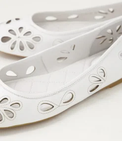 Women DIANA FERRARI Flats-Kappar White Leather Flat Shoes