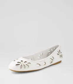 Women DIANA FERRARI Flats-Kappar White Leather Flat Shoes