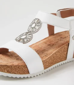 Women SUPERSOFT Comfort|Heels-Karin White Leather Sandals