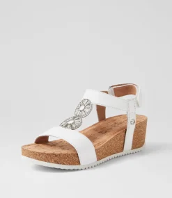 Women SUPERSOFT Comfort|Heels-Karin White Leather Sandals