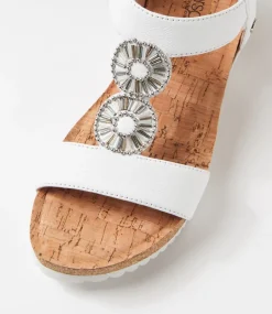 Women SUPERSOFT Comfort|Heels-Karin White Leather Sandals