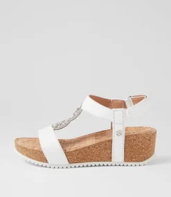 Women SUPERSOFT Comfort|Heels-Karin White Leather Sandals