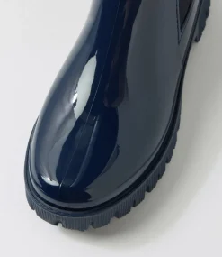 Women I LOVE BILLY Boots-Karina Navy Gumboot Ankle Boots