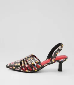 Women I LOVE BILLY Heels-Karlene Black Floral Heels