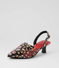 Women I LOVE BILLY Heels-Karlene Black Floral Heels