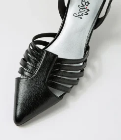 Women I LOVE BILLY Heels-Karlene Black Metallic Heels