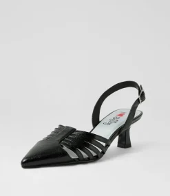 Women I LOVE BILLY Heels-Karlene Black Metallic Heels