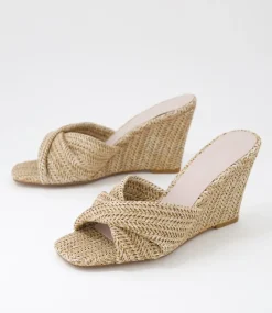 Women TOP END Espadrilles|Wedges-Katia Coffee Synthetic Raffia Mules
