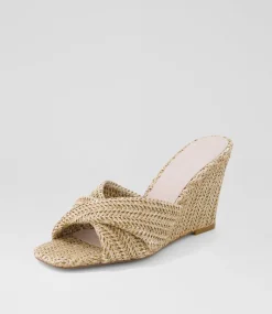 Women TOP END Espadrilles|Wedges-Katia Coffee Synthetic Raffia Mules
