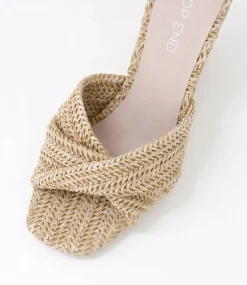Women TOP END Espadrilles|Wedges-Katia Coffee Synthetic Raffia Mules