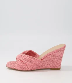 Women TOP END Espadrilles|Wedges-Katia Pink Syn Raffia Mules