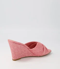 Women TOP END Espadrilles|Wedges-Katia Pink Syn Raffia Mules