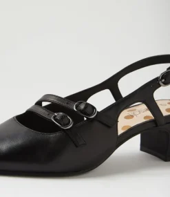 Women SUPERSOFT Comfort|Heels-Katiie Black Leather Heels