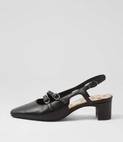 Women SUPERSOFT Comfort|Heels-Katiie Black Leather Heels