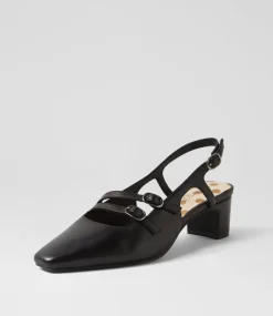 Women SUPERSOFT Comfort|Heels-Katiie Black Leather Heels
