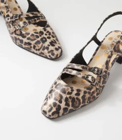 Women SUPERSOFT Comfort|Heels-Katiie Tan Leopard Leather Heels