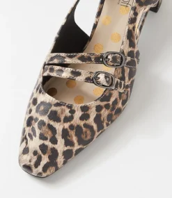Women SUPERSOFT Comfort|Heels-Katiie Tan Leopard Leather Heels