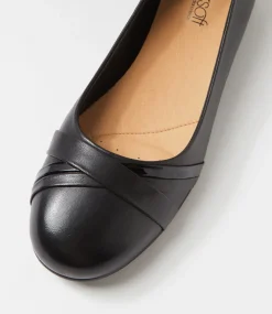 Women SUPERSOFT Comfort|Flats-Kaysen Black Leather Flat Shoes