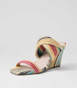 Women TOP END Wedges|Heels-Keater Blue Multi Fabric Sandals