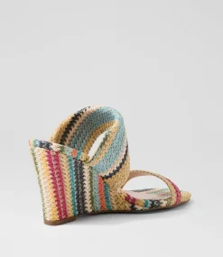 Women TOP END Wedges|Heels-Keater Blue Multi Fabric Sandals