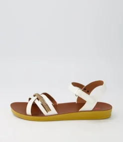 Women I LOVE BILLY Flats|Sandals-Kelia White Mix Sandals