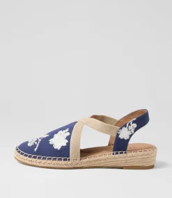Women SUPERSOFT Comfort|Flats-Kendales Navy White Canvas Flat Shoes
