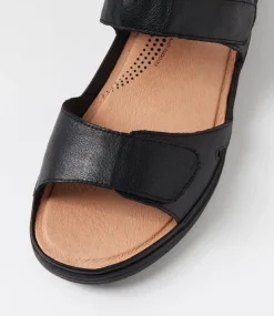 Women SUPERSOFT Comfort|Flats-Kendals Black Leather Sandals