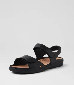 Women SUPERSOFT Comfort|Flats-Kendals Black Leather Sandals