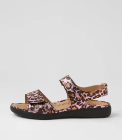 Women SUPERSOFT Comfort|Flats-Kendals Purple Metallic Leopard Leather Sandals
