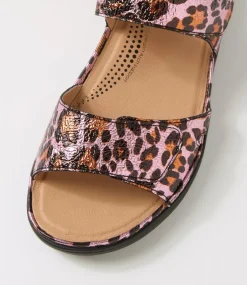 Women SUPERSOFT Comfort|Flats-Kendals Purple Metallic Leopard Leather Sandals