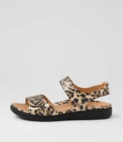 Women SUPERSOFT Comfort|Flats-Kendals Tan Leopard Leather Sandals