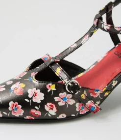 Women I LOVE BILLY Heels-Kerse Black Floral Heels