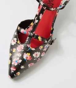 Women I LOVE BILLY Heels-Kerse Black Floral Heels