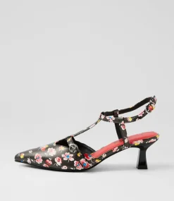 Women I LOVE BILLY Heels-Kerse Black Floral Heels