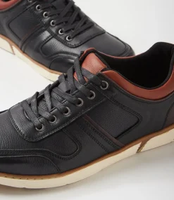 COLORADO Sneakers|Casuals-Kews Black Tumble Leather Sneakers