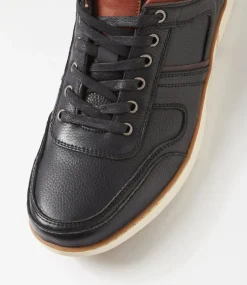 COLORADO Sneakers|Casuals-Kews Black Tumble Leather Sneakers