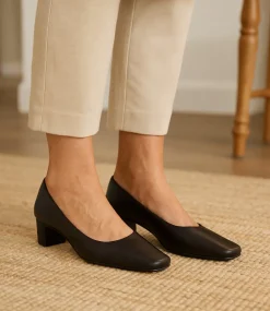 Women SUPERSOFT Dress|Comfort-Khloes Black Leather Heels