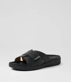 Women SUPERSOFT Comfort|Sandals-Kimmies Black Leather Sandals