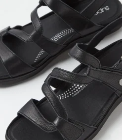 Women SUPERSOFT Comfort|Flats-Kirrlie Black Leather Sandals