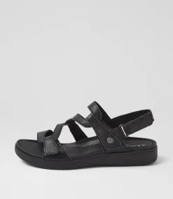 Women SUPERSOFT Comfort|Flats-Kirrlie Black Leather Sandals