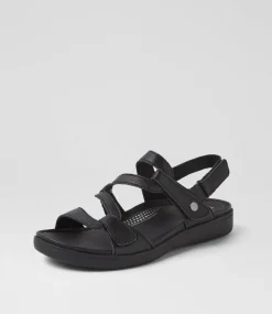 Women SUPERSOFT Comfort|Flats-Kirrlie Black Leather Sandals
