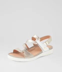 Women SUPERSOFT Comfort|Flats-Kirrlie Metallic White Leather Sandals
