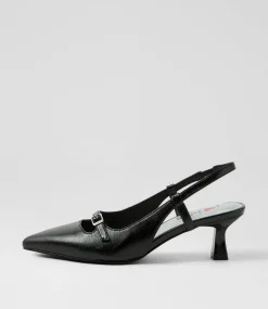 Women I LOVE BILLY Heels-Kizon Black Metallic Heels