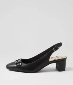 Women SUPERSOFT Comfort|Heels-Klever Black Leather Heels
