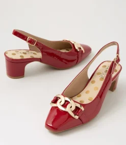 Women SUPERSOFT Comfort|Heels-Klever Deep Red Patent Leather Heels