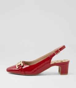 Women SUPERSOFT Comfort|Heels-Klever Deep Red Patent Leather Heels