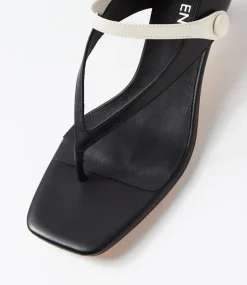 Women TOP END Heels|Sandals-Kolla Black Ivory Leather Sandals