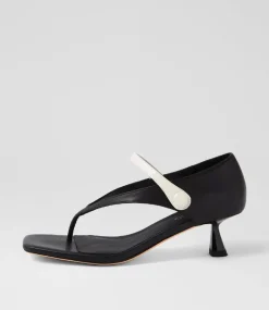 Women TOP END Heels|Sandals-Kolla Black Ivory Leather Sandals