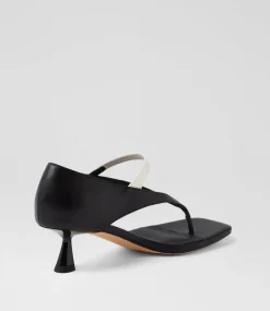 Women TOP END Heels|Sandals-Kolla Black Ivory Leather Sandals